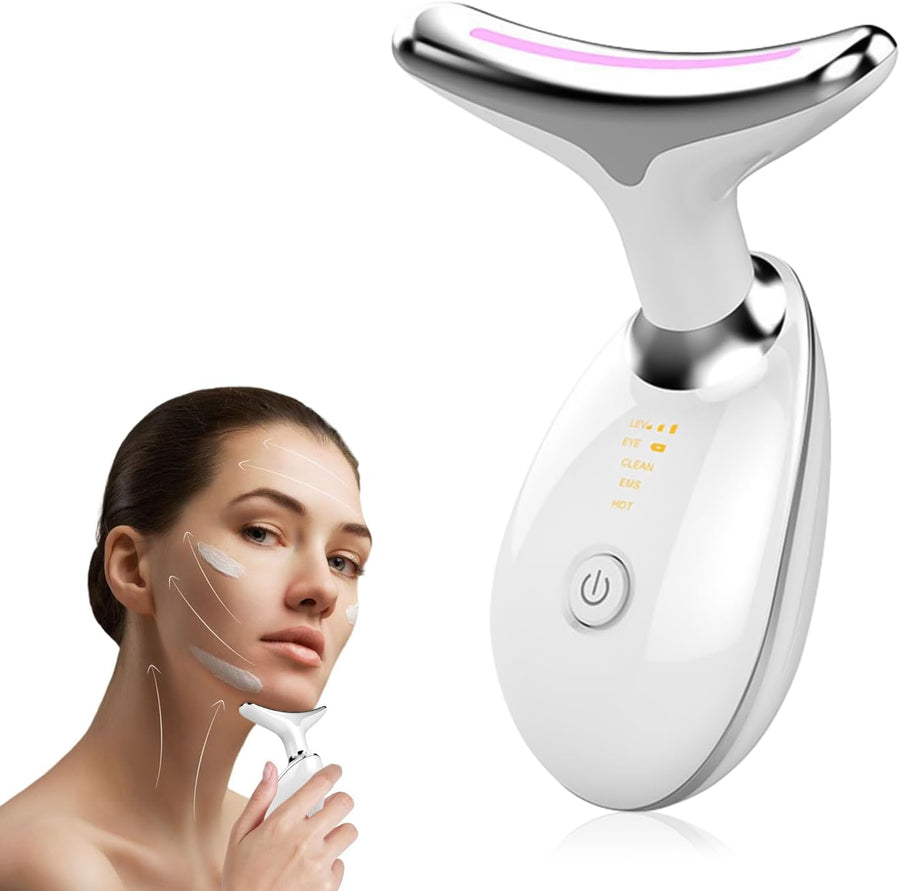 neck face sculpting massager LED light vibration heat