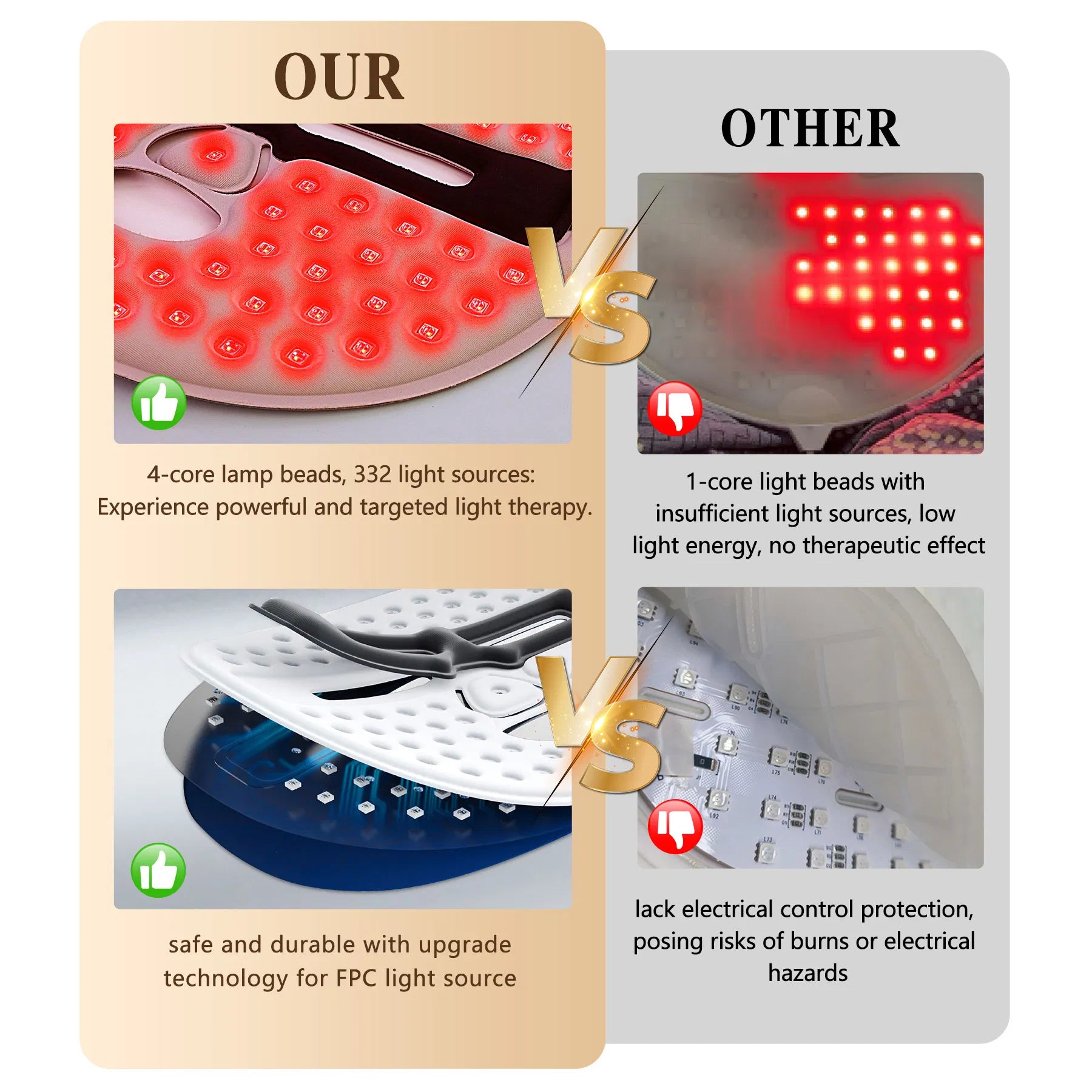 red light therapy face mask 336 LEDs wireless skincare device