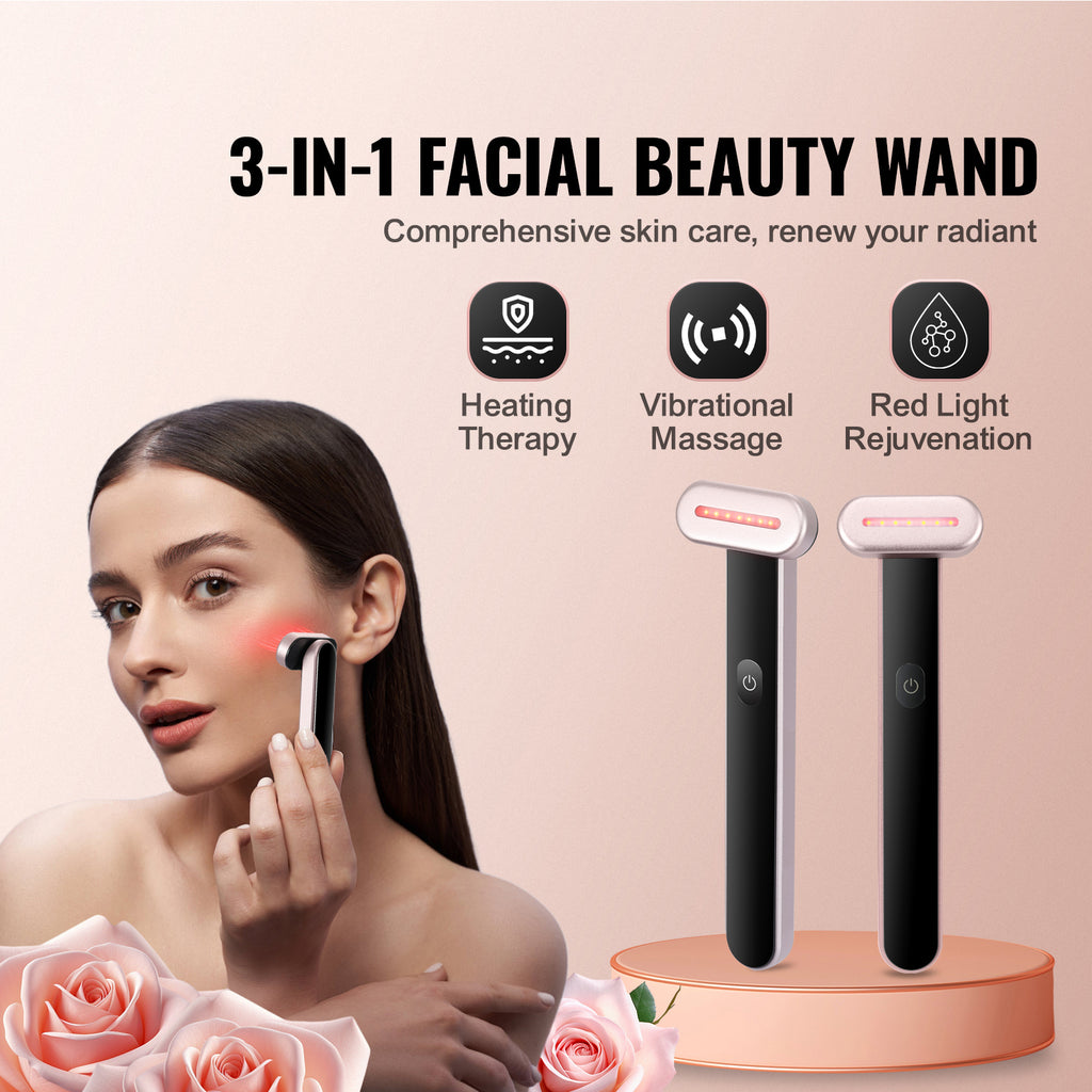 7-in-1 red light therapy wand microcurrent heat vibration facial device