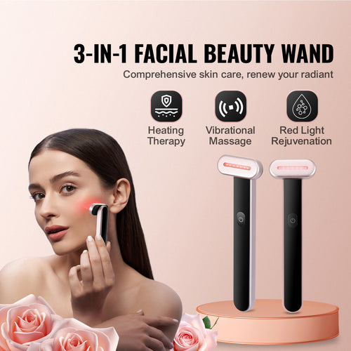 7-in-1 red light therapy wand microcurrent heat vibration facial device