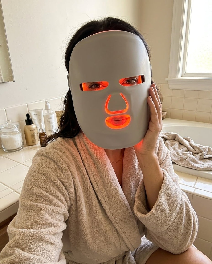 LED LIGHT THERAPY FACE MASK — ACNE, DARK SPOTS & COLLAGEN · 332 LEDs · CORDLESS