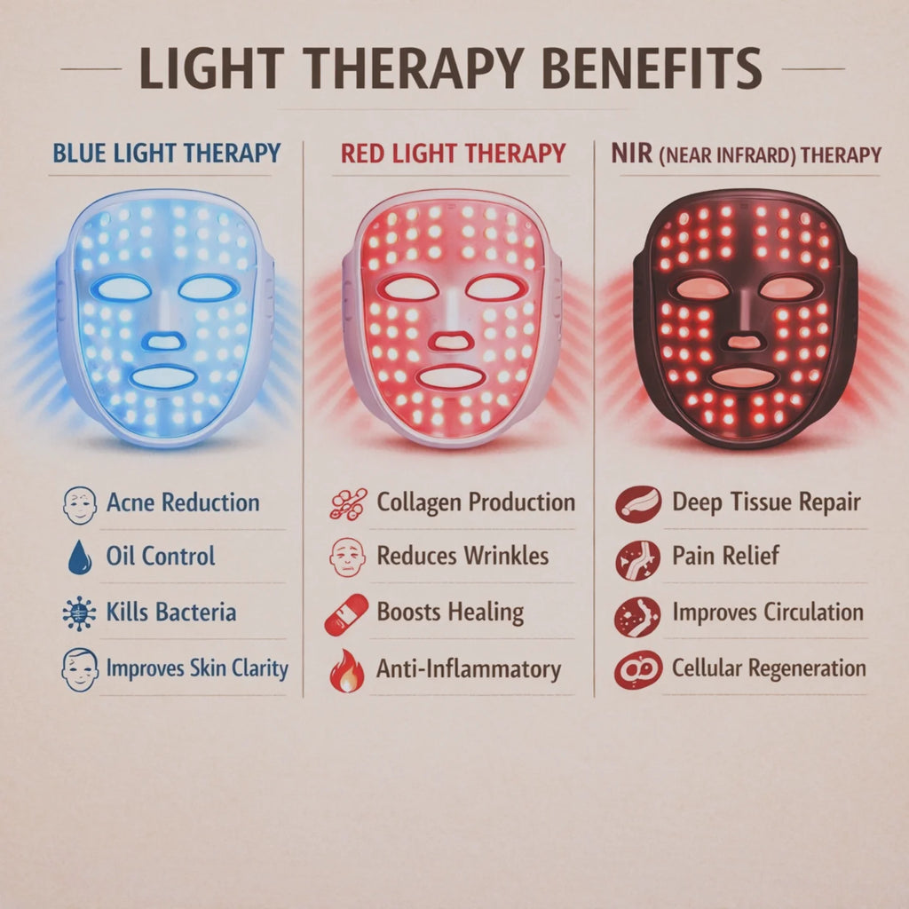 LED Light Therapy Face Mask — 336 LEDs, 3 Wavelengths, Wireless