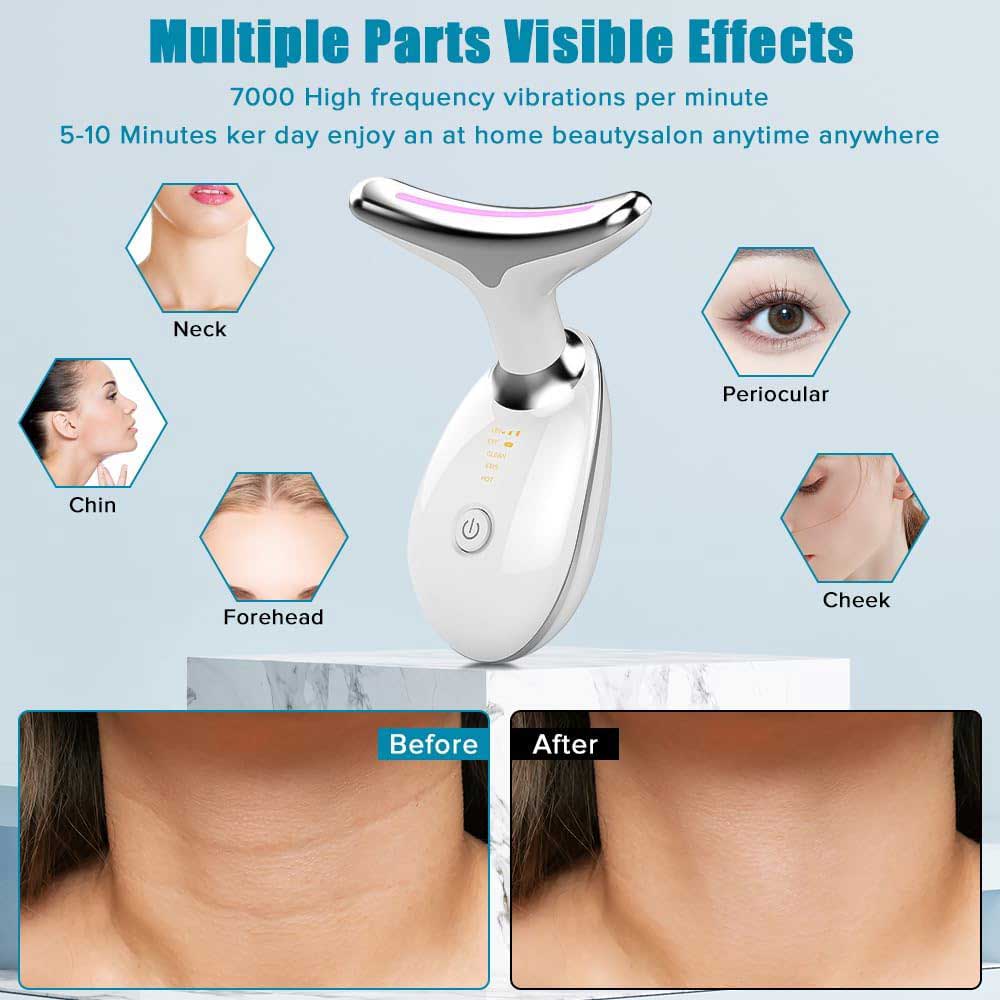 neck face massager red blue yellow light therapy home use