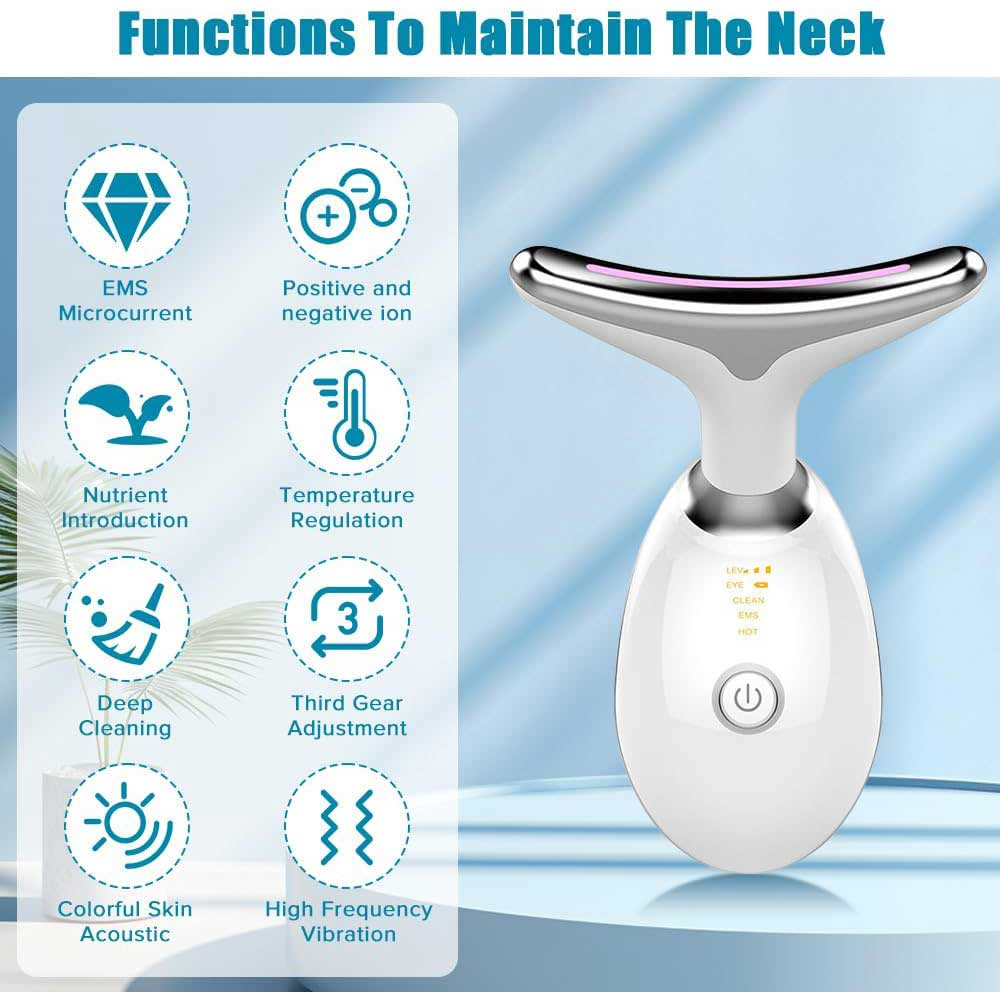 LED neck massager 3 modes skin firming rechargeable